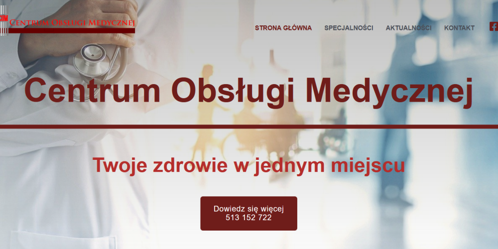 Strona tytułowa Centrum obsługi Medyczne w Chorzowie
